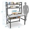 Aquzee Computer Desk, Easy Assembly Gaming Table with Hutch and Shelves, 4 Tiers Desk with Large Wood Desktop, Metal Legs, Ideal for Storage Study Work Writing Homework, White, 55Wx65Hx23.6D Inches view 2