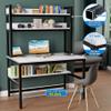 Aquzee Computer Desk, Easy Assembly Gaming Table with Hutch and Shelves, 4 Tiers Desk with Large Wood Desktop, Metal Legs, Ideal for Storage Study Work Writing Homework, White, 55Wx65Hx23.6D Inches view 3