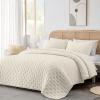 HIARUO 3-Piece King Quilt Set - Soft Warm Ultrasonic Reversible Coverlet Bedspread Set (104 x 90 Inch) with 2 Pillow Sham (20 x 26 Inch), Beige view 1