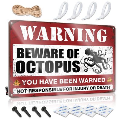 Warning Signs for Bedroom Beware of Octopus Sign Camper Decor Cheers Tin Sign ( Size : 30X40CM )