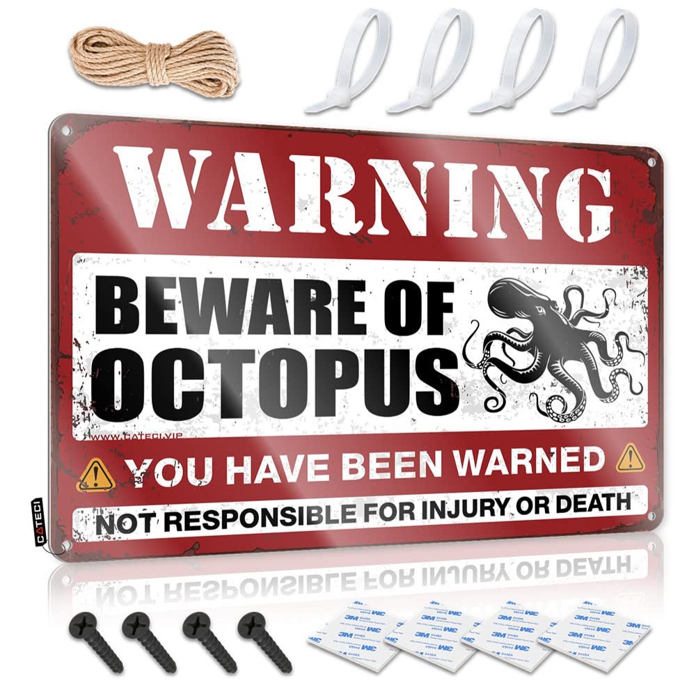 Warning Signs for Bedroom Beware of Octopus Sign Camper Decor Cheers Tin Sign ( Size : 30X40CM )