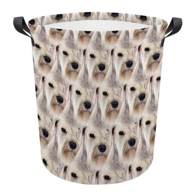 MALIHONG Dog Face Laundry Basket with Handle White Miniature Schnauzer Puppy Mash Face Animal Laundry Hamper Waterproof Fabric Toy Box Clothes Storage Fodable Washing Bag for Bedroom Nursery