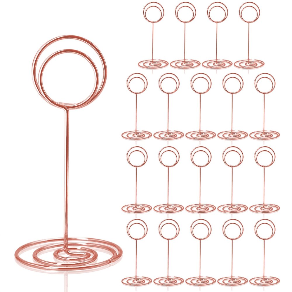 HomWanna Table Number Holders 20Pcs - 3.35 Inch Place Card Holder Table Number Stands for Wedding Party Graduation Reception Restaurant Home Centerpiece Decorations Office Memo Photo (Rose Gold)