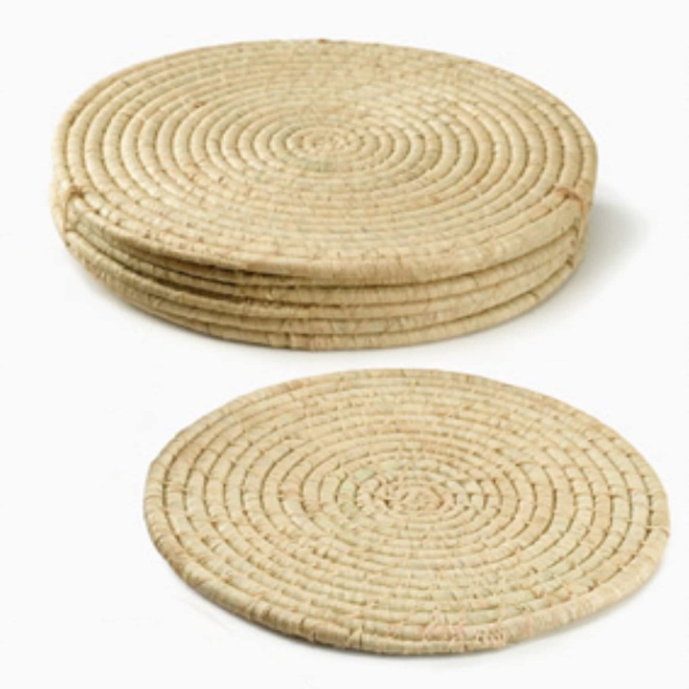 12 in Natural Raffia Round Table Placemat EcoFriendly 6 pc