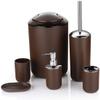 Bathroom Accessories Set 6 Pcs Luxury Bath Accessories Bath Set Toothbrush Holder,Lotion Bottles, Tooth Mug, Soap Dish, Toilet Brush, Trash Can,Coffee view 1