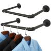 AddGrace Industrial Pipe Clothing Rack 20.5" Black Heavy Duty Garment Rack DIY 2 Pack Wall Mounted Closet Rod for Hanging Clothes (Gold) 52cm view 1