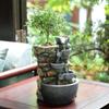 Haobos Indoor Fountain 4-Bowl Rockery Soothing Sound Tabletop Fountains Home/Office Decor Gift for Mom,Mother Day Present with A Small Plastic Pot to Grow Plant/Hebs by Yourself (Automatic Watering) view 1