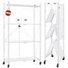 DEANIC 4 Tier Foldable Storage Shelves with Wheels, Large Capacity Shelving Unit, Freestanding Metal Wire Shelf Rack, No Assembly Organizer Rack for Garage Kitchen, Basement, Pantry(White) view 1