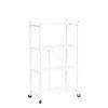 DEANIC 4 Tier Foldable Storage Shelves with Wheels, Large Capacity Shelving Unit, Freestanding Metal Wire Shelf Rack, No Assembly Organizer Rack for Garage Kitchen, Basement, Pantry(White) view 4