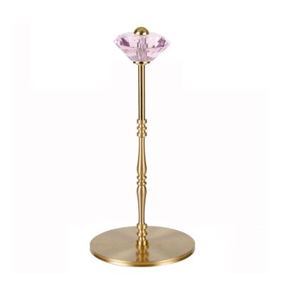 LIU- Paper Towel Holder Countertop,Gold Brushed Brass Paper Towel Stand,Top with Faux Crystal Decoration, for Kitchen Living Room Modern Stylish Decor (Color : Pink)
