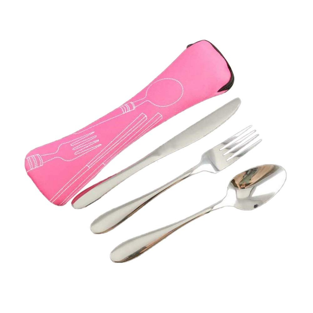 Ochine Portable Travel Utensils Set Portable Stainless Steel Flatware Sets Travel Camping Cutlery Set Portable Utensil Travel Silverware Dinnerware Set with Waterproof Case for Home Office School