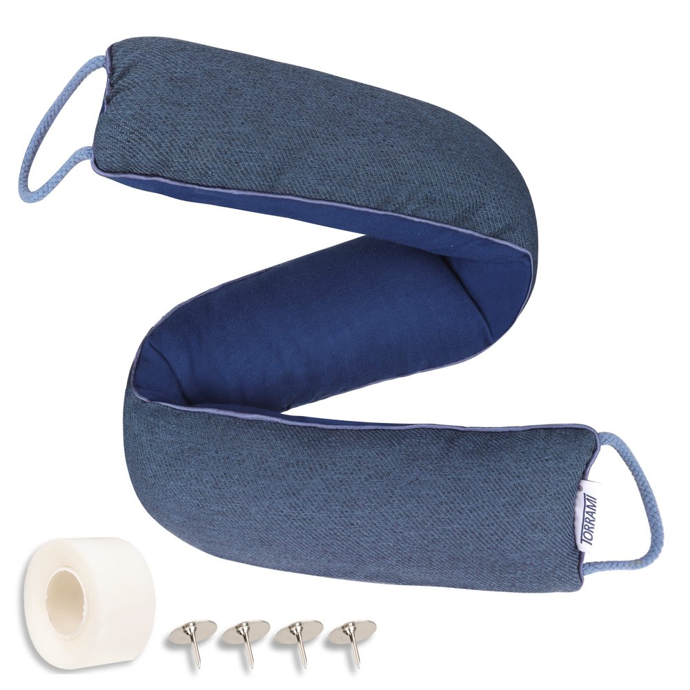 TORRAMI 32" Door Draft Stopper Under Bottom Insulation Noise Air Stopper 2.0LB,Draft Stopper Guard Seal for Doors and Windows - Dark Blue