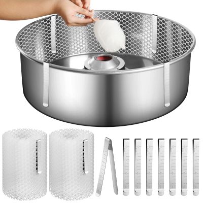 Juexica 2 Sets Cotton Candy Mesh and Clip Stabilizer Kit White Reusable Cotton Candy Machine Supplies Compatible with Floss Maker for Kitchen
