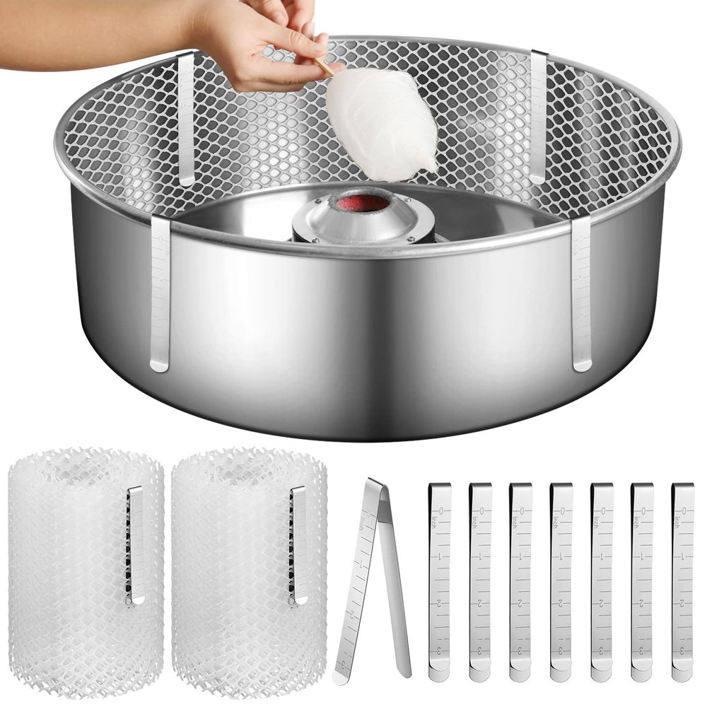 Juexica 2 Sets Cotton Candy Mesh and Clip Stabilizer Kit White Reusable Cotton Candy Machine Supplies Compatible with Floss Maker for Kitchen