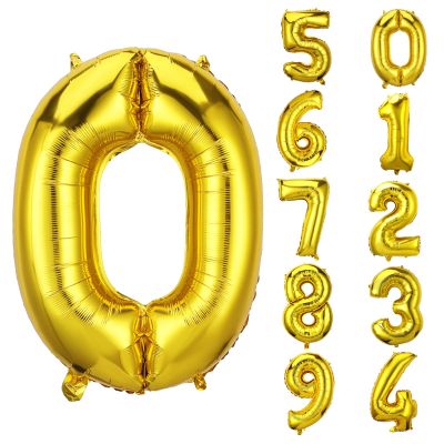 AIEX Gold Number Balloons 28 Inch, Inflatable Large Foil Balloon Number Balloons for Birthday Party Graduation Decorations (0)