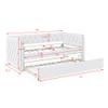 Flieks Upholstered Twin Daybed with Trundle, Twin Size Button Tufted Sofa Bed Daybed with Copper Nail on Square Arms and Wood Slat Support (Beige) view 2