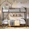 Alohappy Twin Over Twin Bunk Bed Frame, Convertible to 2 Separate Twin Beds, Metal Bed Frame with Removable Ladder & Guardrails, Space Saving Design (Black) view 4