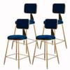KWOKING Scandinavian Nordic Style Glam Armless Backrest Counter Stool Iron Cashier Bar Stool with Flannel Cushion and Pedal Blue Set of 4 Short Stool(18" H) view 1