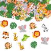 300 Pieces Jungle Animal Confetti, Zoo Shaped Glitter Woodland Leaves Confetti Table Decorations for Wild One Baby Shower Birthday Party Favors Supplies view 1