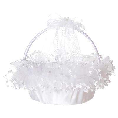 Cabilock Wedding Flower Girl Handheld Basket Lace Accents Elegant Decorative Basket for Weddings Bridal Showers and Special Celebrations Versatile Floral Storage for Petals Candy and