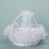 Cabilock Wedding Flower Girl Handheld Basket Lace Accents Elegant Decorative Basket for Weddings Bridal Showers and Special Celebrations Versatile Floral Storage for Petals Candy and view 2