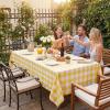 Softalker Gingham Checkered Tablecloth Rectangle - Outdoor Waterproof Buffalo Plaid Table Cloth, Stain Resistant Washable Table Cover for Picnic, Camping, Dining - Yellow and White, 60 x 84 Inch view 2