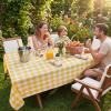 Softalker Gingham Checkered Tablecloth Rectangle - Outdoor Waterproof Buffalo Plaid Table Cloth, Stain Resistant Washable Table Cover for Picnic, Camping, Dining - Yellow and White, 60 x 84 Inch view 3
