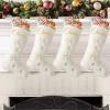 Amidaky Personalized Christmas Stockings 6 Pack White Faux Fur Christmas Stockings Customized with Names Embroidered Gold and Silver Snowflake Large for Family Holiday Xmas Party Decorations view 1