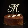 Wood Initial M Cake Topper Wedding Letter Monogram Name For Birthday Party Supplies Wreath Floral Reusable Country Birthday Gifts For Baby Boys Girls view 1