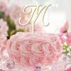 Wood Initial M Cake Topper Wedding Letter Monogram Name For Birthday Party Supplies Wreath Floral Reusable Country Birthday Gifts For Baby Boys Girls view 3