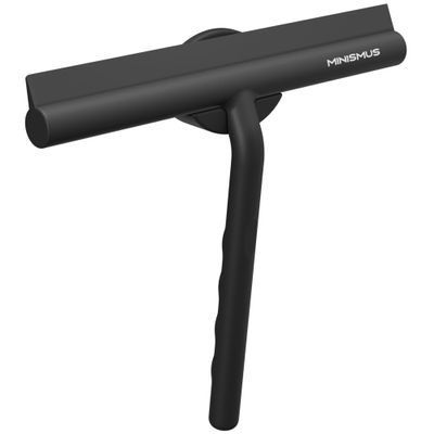 Minismus Shower Squeegee with Magnetic Hook - Silicone Window Wiper with Adhesive Wall Mounted Hanger - Shower Squeegee for Glass Doors - Rubber Squeegee - Shower Glass Cleaner (8.25 inches, Black)