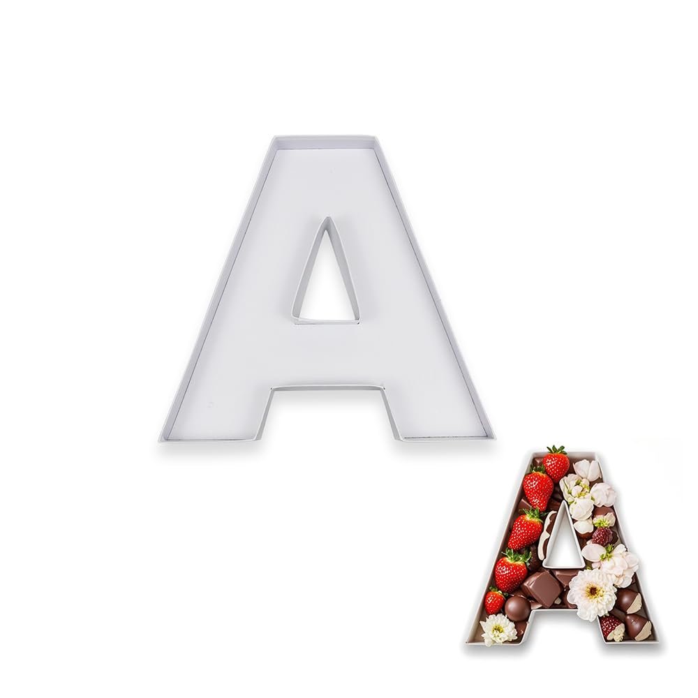 10"A Shaped Cardboard Letter Mache Chocolate Sweets Candy Container Box (White,A )