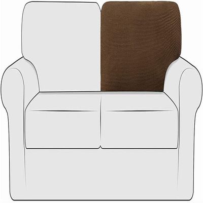 XVBVS Stretch Sofa Back T-Cushion Slipcover Soft Polar Fleece Sofa Backrest Covers Non-Slip Couch Back Cushion Covers for Living Room (Color : Brown, Size : T-Right)