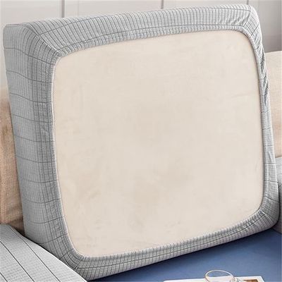 XVBVS Stretch Sofa Seat Cushion Covers Soft Sofa Cushion Slipcovers Non-Slip Couch Cushion Covers Washable Backrest Cushions Cover for Living Room (Color : Light Grey, Size : Backrest S)