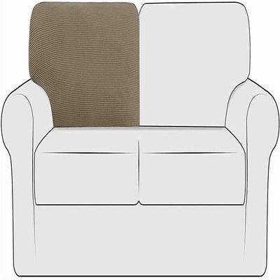 XVBVS Stretch Sofa Back T-Cushion Slipcover Soft Polar Fleece Sofa Backrest Covers Non-Slip Couch Back Cushion Covers for Living Room (Color : Sand, Size : T-Left)