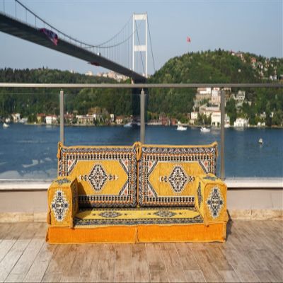 arabicsofa Yellow Corner Sofa Set, Oriental Floor Seating, Living Room Sofa, Sofa Slipcovers, Patio Sofa, Loveseat Sofa (Sofa Only, 4'' Thickness (10 cm))