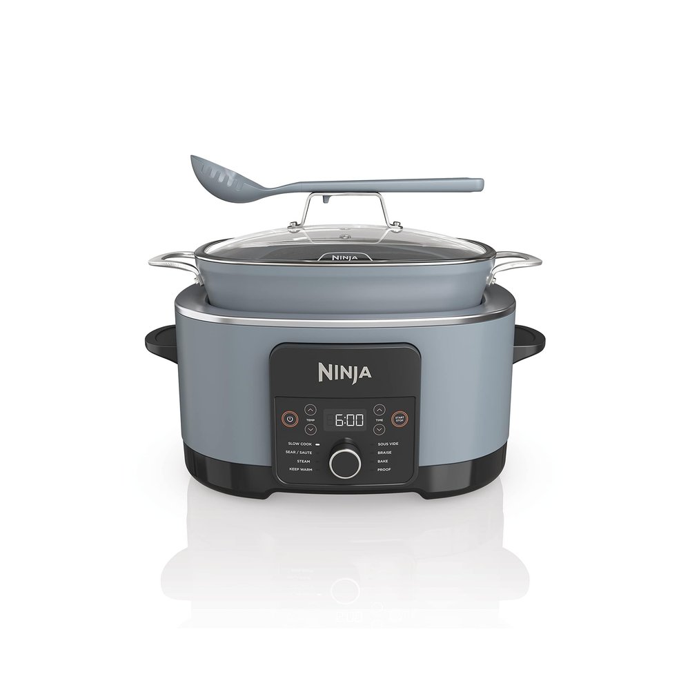 Ninja MC1001 Foodi PossibleCooker PRO 8.5 Quart Multi-Cooker, with 8-in-1 Slow Cooker, Dutch Oven, Steamer, Glass Lid Integrated Spoon, Nonstick, Oven Safe Pot to 500F, Sea Salt Gray