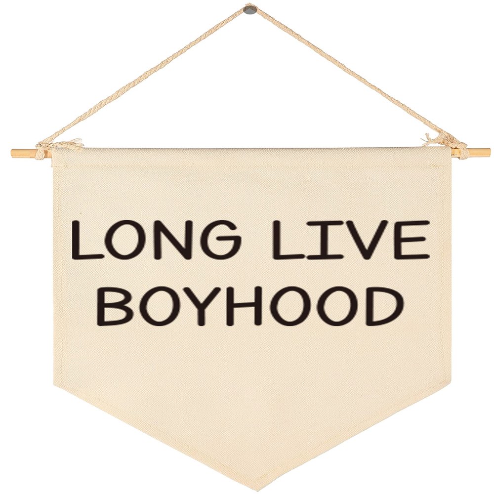 Boys Room Decor, Long Live Boyhood Banner, Baby Boy Shower Decorations, Canvas Pennant Banner Decor Gift for Toddler Boy Room Nursery Playroom
