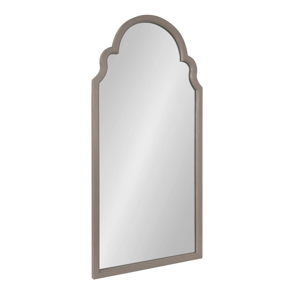 Kate and Laurel Hogan Wood Framed Arched Wall Mirror; 24 x 48; Gray; Farmhouse Moroccan Wall Mirror for Rustic Wall Decor Schemes