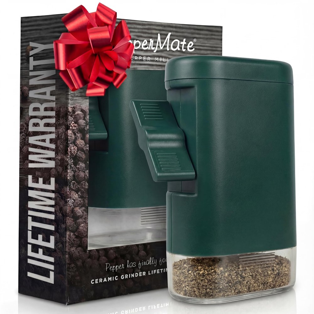 PepperMate Traditional Pepper Grinder Mill - Manual, High-Efficiency Salt and Pepper Grinder Set - Durable, Adjustable Coarseness Pepper Mill Grinder - Easy to Use (Green)