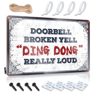 Bar Funny Signs Doorbell Broken Yell Ding Dong Really Loud Sign Emo Room Decor Cool Stuff for Your Room ( Size : 30X40CM )