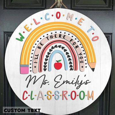Nazenti Personalized Rainbow Welcome Door Sign for Classroom - Custom Teacher Name Sign, Classroom Door Sign, Back To School Decoration, Teacher Signs for Classroom, Teacher Appreciation Gifts