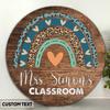 Nazenti Personalized Blue Rainbow Door Sign for Classroom - Custom Teacher Name Sign, Classroom Door Sign, Back To School Decoration, Teacher Signs for Classroom, Teacher Appreciation Gifts view 4