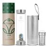 Almeara Crystal Water Bottle with Authentic Moss Agate, Opal Stones & Smoky Quartz Removable Gemstones, Loose Leaf Tea Infuser - Relaxation, Healing & Spiritual Gifts for Women - Witchcraft Supplies view 1