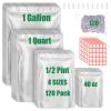 120 Mylar Bags for Food Storage with Oxygen Absorbers 120 x 300cc, Mylar Bags 9 Mil 1 Gallon, 1 Quart, 1/2 Pint, 40 Oz, Stand-Up Zipper Resealable Bags & Heat Sealable Food Storage Bags + Labels view 1