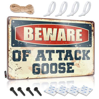 Dorm Room Door Sign Beware of Attack Goose Sign Playroom Decor Metal Bar Signs ( Size : 20X30CM )