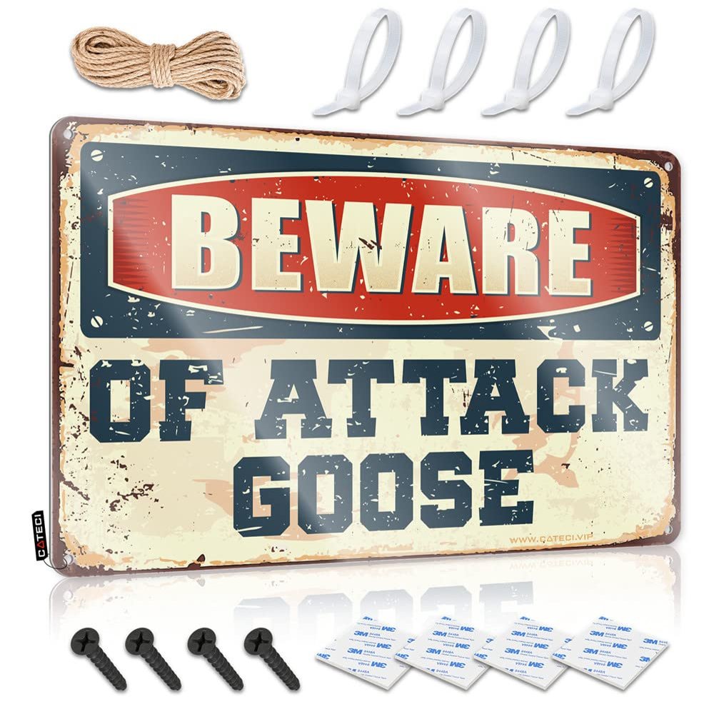 Dorm Room Door Sign Beware of Attack Goose Sign Playroom Decor Metal Bar Signs ( Size : 20X30CM )