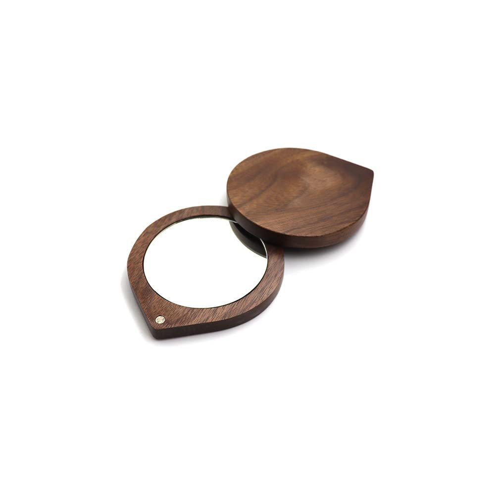 10pcs Small Compact Mirror Blank Wooden Makeup Mirror Handheld Portable Folding Mirror for Engraving DIY Gift