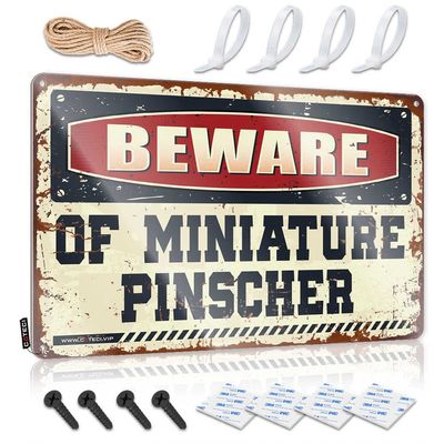 gaeruite Dorm Room Door Sign Beware of Miniature Pinscher Sign Playroom Decor Metal Bar Signs (Size : 20X30CM)