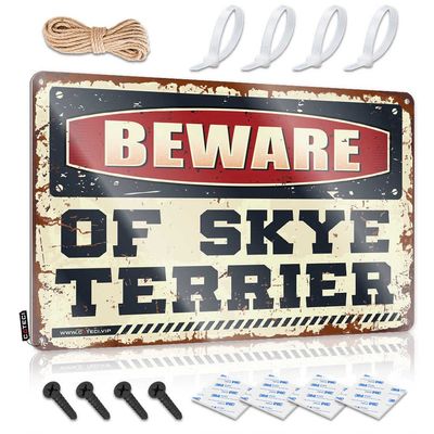 gaeruite Dorm Room Door Sign Beware of Skye Terrier Sign Playroom Decor Metal Bar Signs (Size : 30X40CM)